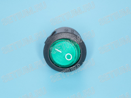 Выключатель 220В 3 контакта круглый, d 20мм с подсветкой, зеленый, вкл-выкл фото 3