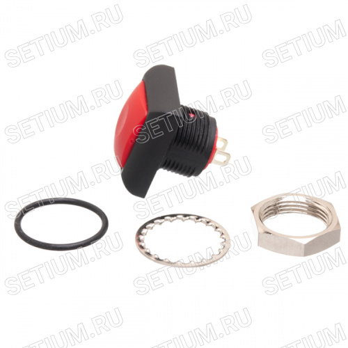 Кнопка квадратная 17.5/12мм 125В без фиксации, герметичная IP67, красная PSW-8-R фото 2