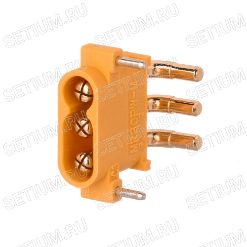 Разъем силовой MR30, 3 контакта, штекер на плату угловой Разъем силовой MR30, 3 контакта, штекер на плату угловой MR30PW30-M.G.Y