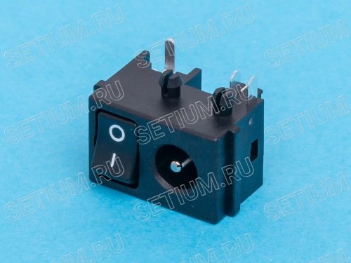 Разъем питания штыревой 2,1мм, вилка на плату с выключателем Разъем питания штыревой 2,1мм, вилка на плату с выключателем DJK-30A