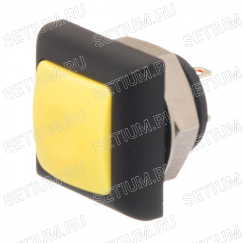 Кнопка квадратная 17.5/12мм 125В без фиксации, герметичная IP67, желтая PSW-8-Y