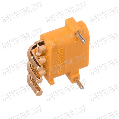 Разъем силовой MR30, 3 контакта, штекер на плату угловой фото 2 Разъем силовой MR30, 3 контакта, штекер на плату угловой MR30PW30-M.G.Y фото 2