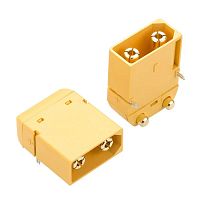 Разъем силовой XT90, 2 контакта, штекер на плату угловой XT90PW30-M.G.Y