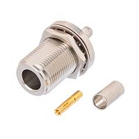 Разъем N Amphenol, розетка на приборный блок под RG-58, обжим, крепление гайка 082-5378-RFX