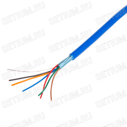 Кабель коммуникационный 6 проводов, 28 AWG, бухта 50м, экранированный, синий CCC-6GL