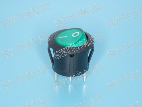 Выключатель 220В 3 контакта круглый, d 20мм с подсветкой, зеленый, вкл-выкл фото 4