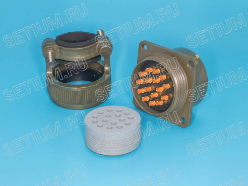 Разъём Amphenol серии 62IN 16 контактов, вилка на кабель, наружный байонет, крепление на панель 62IN-10E-20-16P фото 2