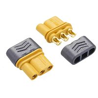 Разъем силовой MR30, 3 контакта, розетка на кабель с кожухом MR30-FB.G.Y