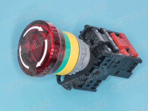 Кнопка управления с поворотной головкой, с подсветкой, с фиксацией, d 38мм, НЗ, красная(TN2IK2RN-1B) фото 3