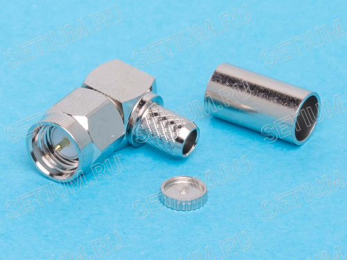 Разъем SMA вилка на кабель RG-58, обжимной, Г-образный SMA-LC58P фото 3