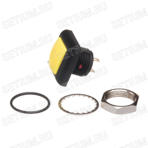 Кнопка квадратная 17.5/12мм 125В без фиксации, герметичная IP67, желтая PSW-8-Y фото 2