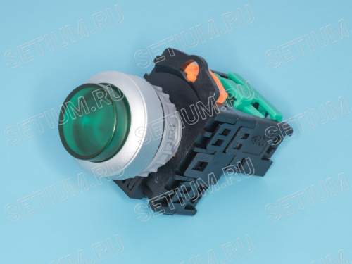 Кнопка управления выступающая, с подсветкой, с фиксацией, d 30 мм, НР, зеленая фото 3