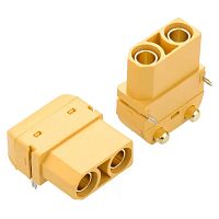 Разъем силовой XT90, 2 контакта, розетка на плату угловая XT90PW30-F.G.Y