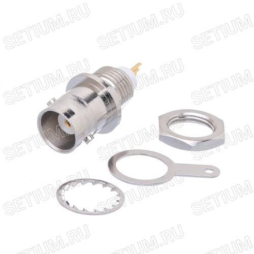 Разъем BNC Amphenol, розетка на приборный блок, пайка 112424