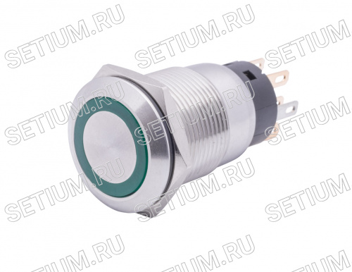 Кнопка управления герметичная, с подсветкой, с фиксацией, d 22 мм, 2НР+2НЗ, зеленая фото 2