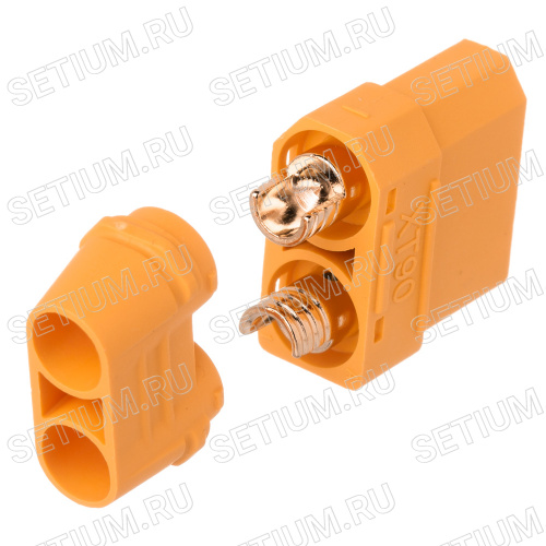 Разъем силовой XT90, 2 контакта, розетка на кабель с кожухом XT90H-F.G.Y фото 3