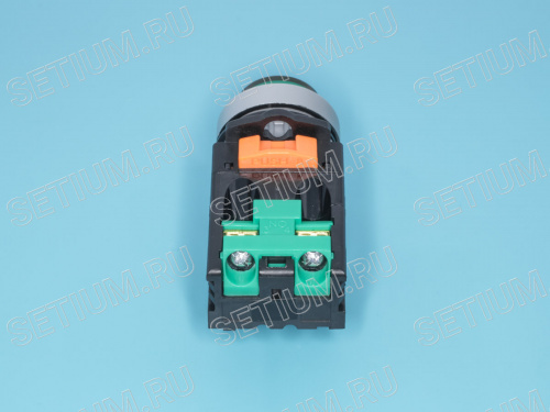 Кнопка управления выступающая, с подсветкой, с фиксацией, d 30 мм, НР, зеленая фото 2