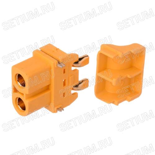 Разъем силовой XT60, 2 контакта, розетка на плату, угловой, SMD XT60PT-F.G.Y