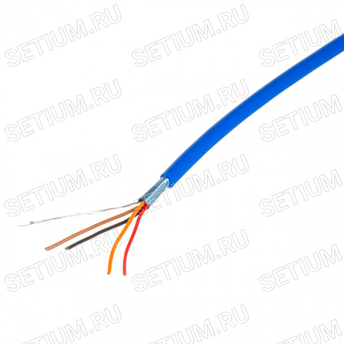 Кабель коммуникационный 4 провода, 28 AWG, бухта 50м, экранированный, синий CCC-4GL