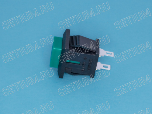 Кнопка 15х15 крепление защелка без фиксации, НР контакт, зеленая фото 2 Кнопка 15х15 крепление защелка без фиксации, НР контакт, зеленая PSW-9AG фото 2