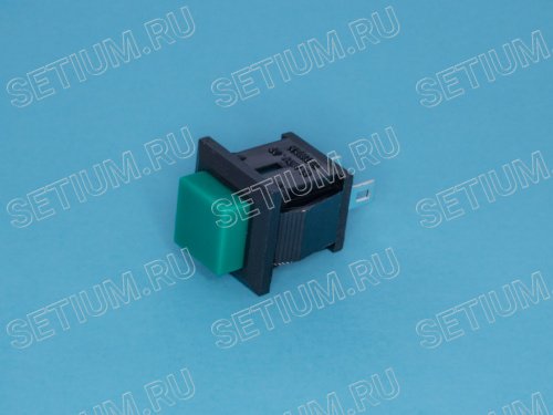 Кнопка 15х15 крепление защелка без фиксации, НР контакт, зеленая Кнопка 15х15 крепление защелка без фиксации, НР контакт, зеленая PSW-9AG