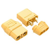 Разъем силовой XT90, 2 контакта, розетка на кабель с кожухом XT90H-F.G.Y