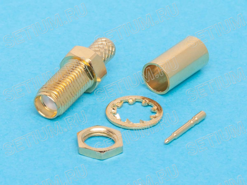 Разъем RP-SMA вилка на кабель RG-58, обжимной, позолоченный RP-SMA-C58PG