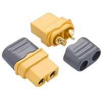 Разъем силовой XT60, 2 контакта, розетка на кабель с кожухом XT60H-F.G.Y