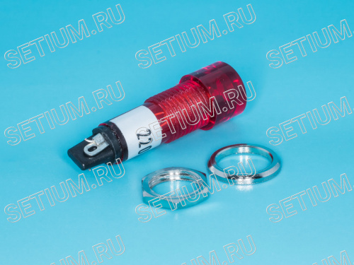 Лампа неоновая 220 В с резистором, d 12 мм, красная фото 2