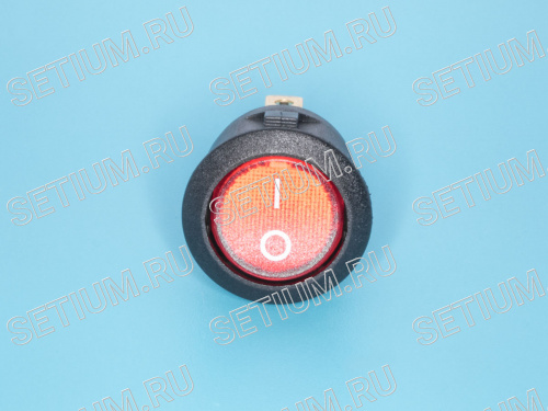 Выключатель 220В 3 контакта круглый, d 20мм с подсветкой, красный, вкл-выкл фото 2