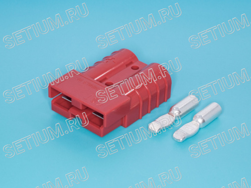 Разъем для аккумуляторной батареи (красный) 35А, (корпус + 2 контакта 12-10AWG) XBMC2S-5-R фото 2