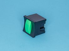 Кнопка мини без фиксации, зеленая в черном корпусе