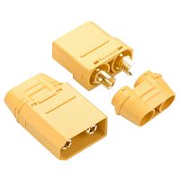 Разъем силовой XT90, 2 контакта, штекер на кабель с кожухом XT90H-M.G.Y