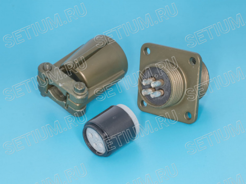 Разъём Amphenol серии MS  4 контакта, вилка на кабель, наружная резьба, крепление на панель MS3100E-14S-2P фото 2