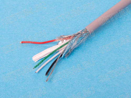 Кабель сигнальный  2 провода 24 AWG + 2 провода 28 AWG, бухта 50 м, без витья, серый USB-4CG/