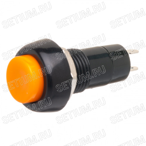 Кнопка круглая 220В с фиксацией, крепление гайка, оранжевая PSW-6FM-O