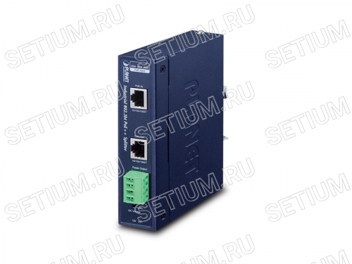 Промышленный PoE сплиттер Planet 10/100/1000Мб/с 802 3bt PoE++ type 4 PD, 12В/24В, PoH совместимый