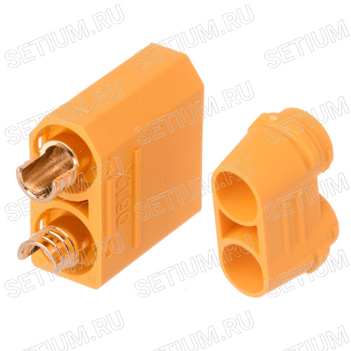 Разъем силовой XT90, 2 контакта, штекер на кабель с кожухом XT90H-M.G.Y фото 3