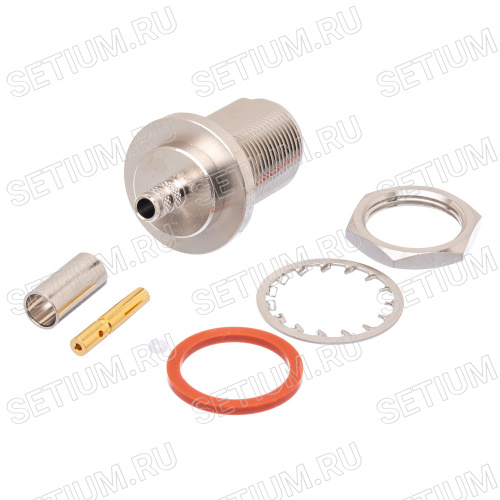 Разъем N Amphenol, розетка на приборный блок под RG-58, обжим, крепление гайка фото 2 Разъем N Amphenol, розетка на приборный блок под RG-58, обжим, крепление гайка 082-5378-RFX фото 2